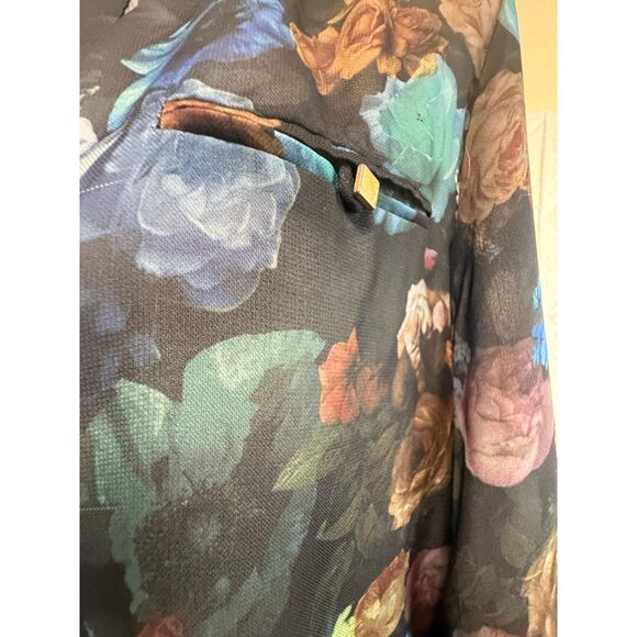 Massimo size Large Top Black Floral Sheer long-sleeve women's blouse flaw - Picture 16 of 16